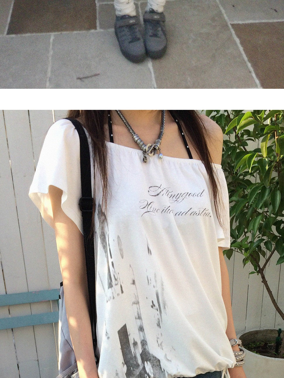 innomoood Multiway Asymmetric Drawstring Letter Print Women&