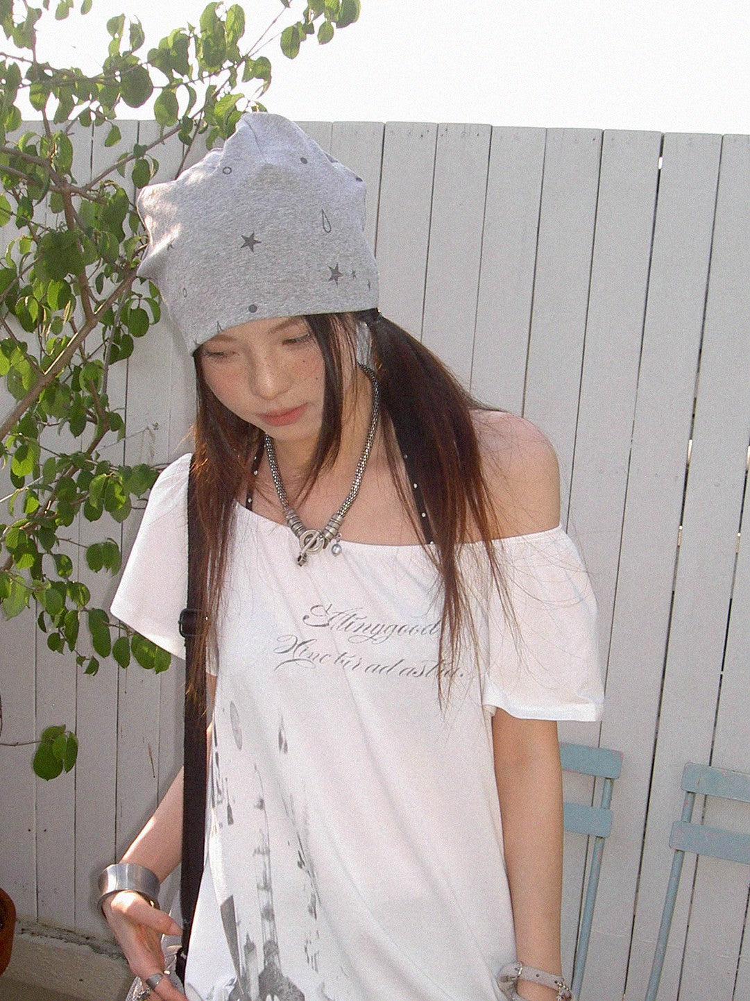 innomoood Multiway Asymmetric Drawstring Letter Print Women&