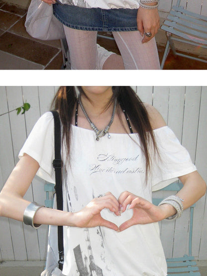 innomoood Multiway Asymmetric Drawstring Letter Print Women&