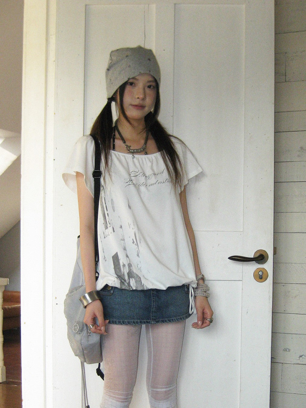 innomoood Multiway Asymmetric Drawstring Letter Print Women&