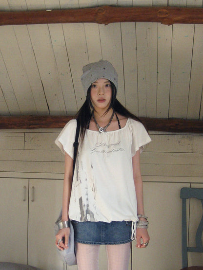 innomoood Multiway Asymmetric Drawstring Letter Print Women&