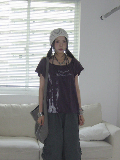 innomoood Multiway Asymmetric Drawstring Letter Print Women&