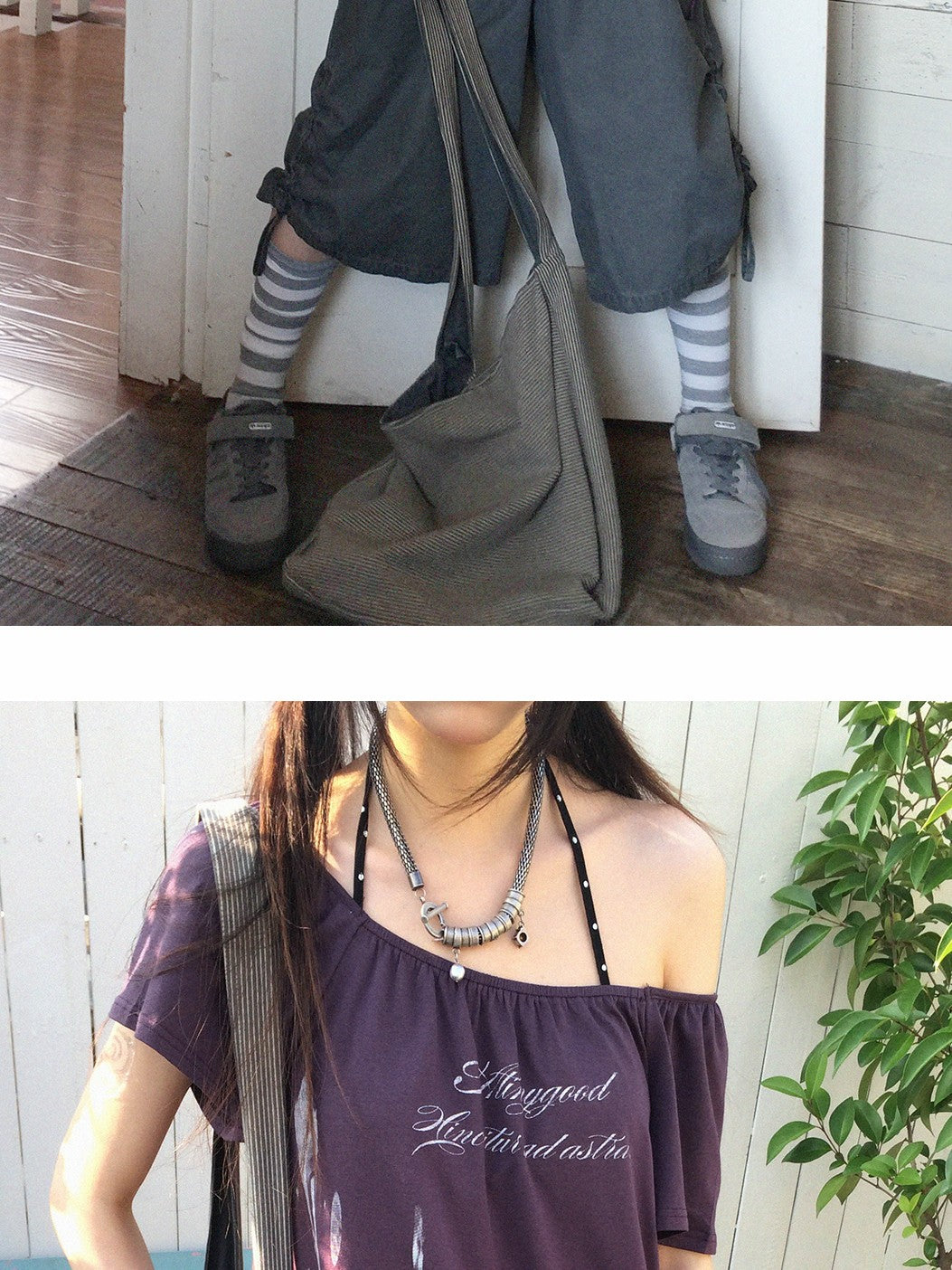 innomoood Multiway Asymmetric Drawstring Letter Print Women&