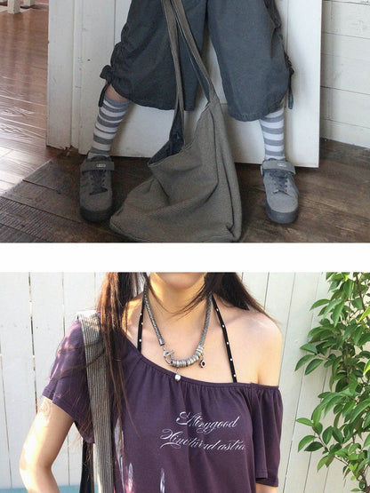 innomoood Multiway Asymmetric Drawstring Letter Print Women&
