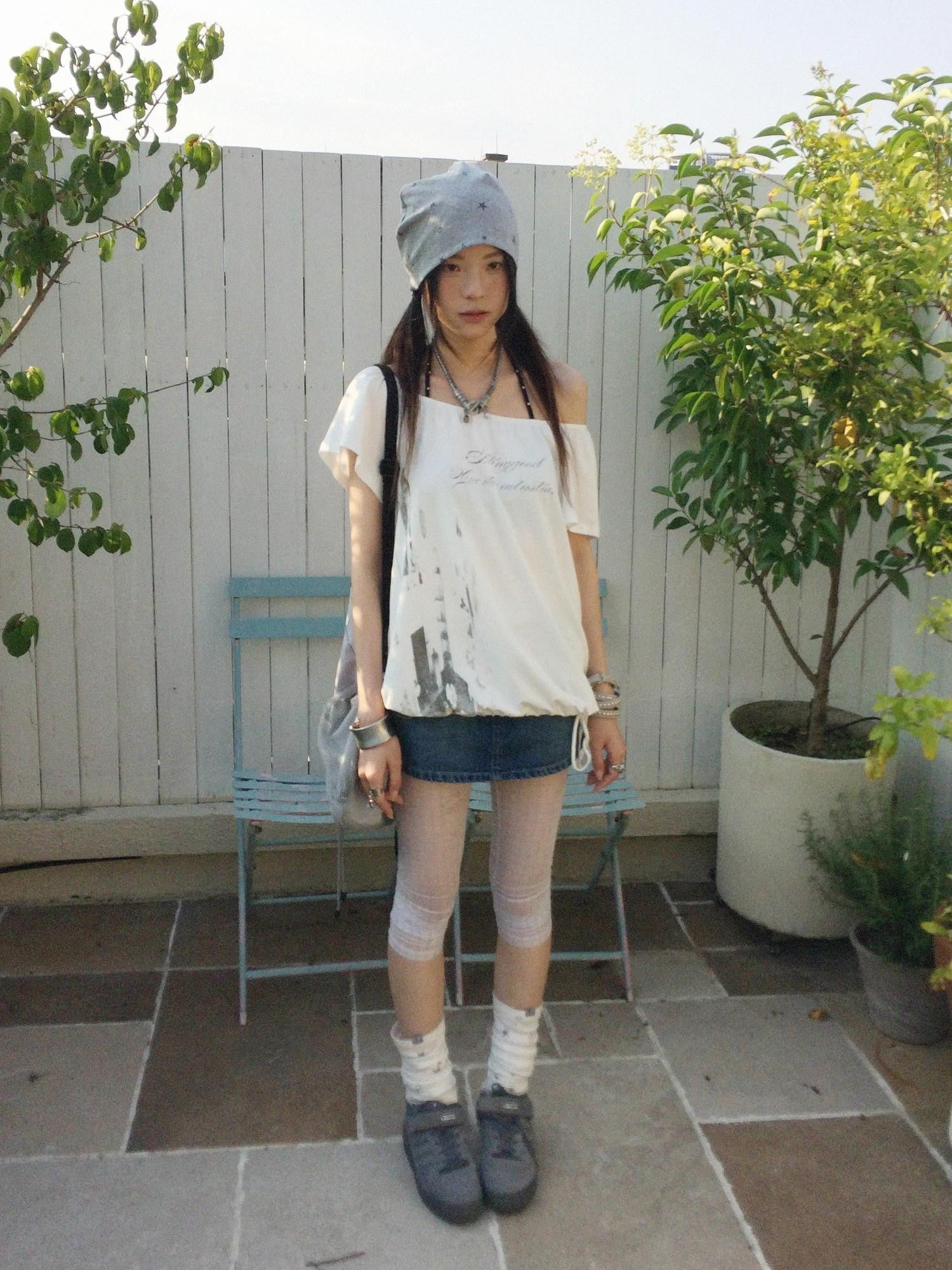 innomoood Multiway Asymmetric Drawstring Letter Print Women&