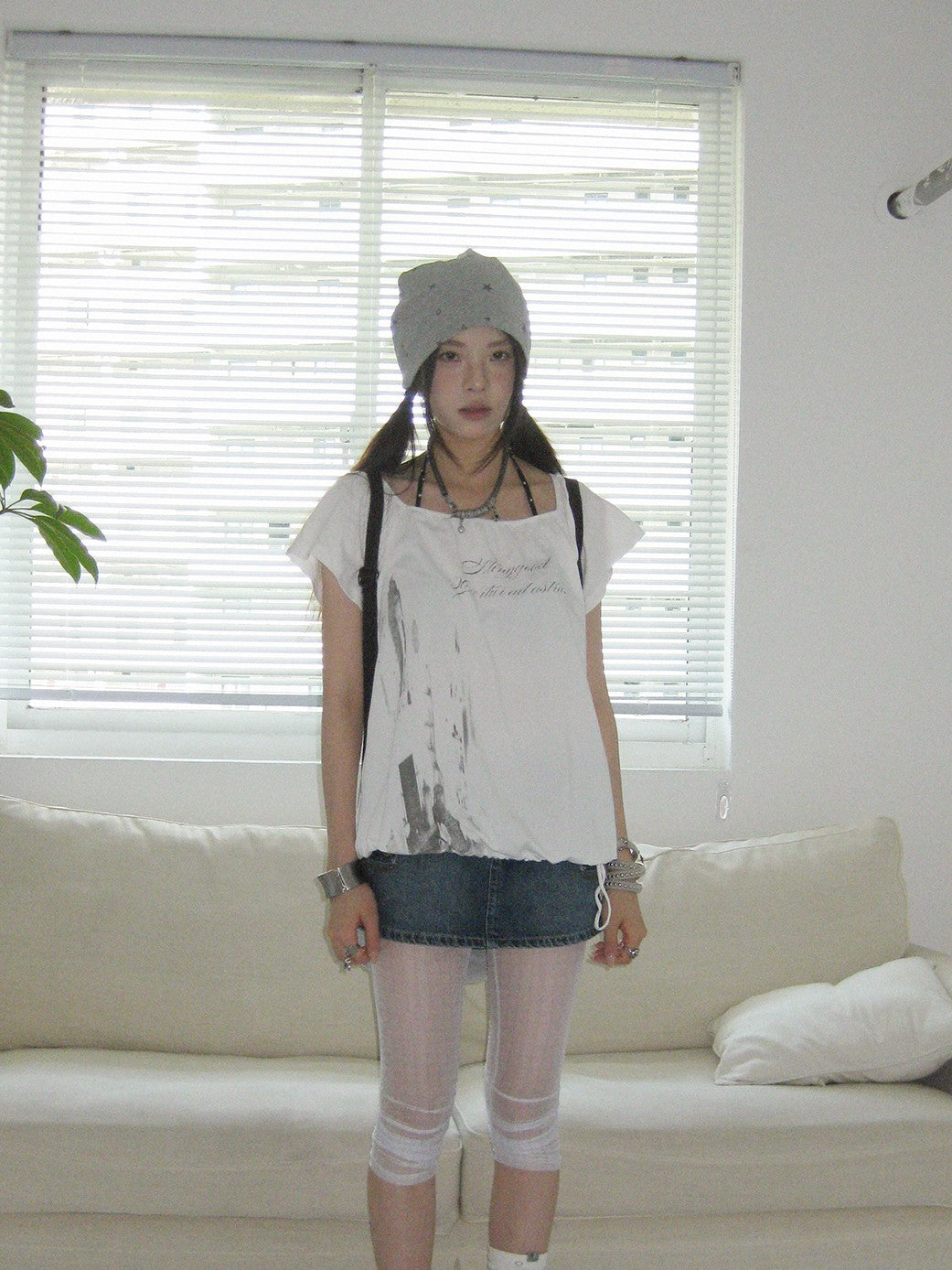 innomoood Multiway Asymmetric Drawstring Letter Print Women&