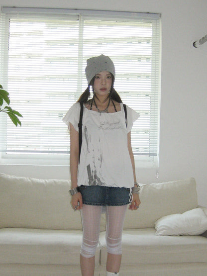 innomoood Multiway Asymmetric Drawstring Letter Print Women&
