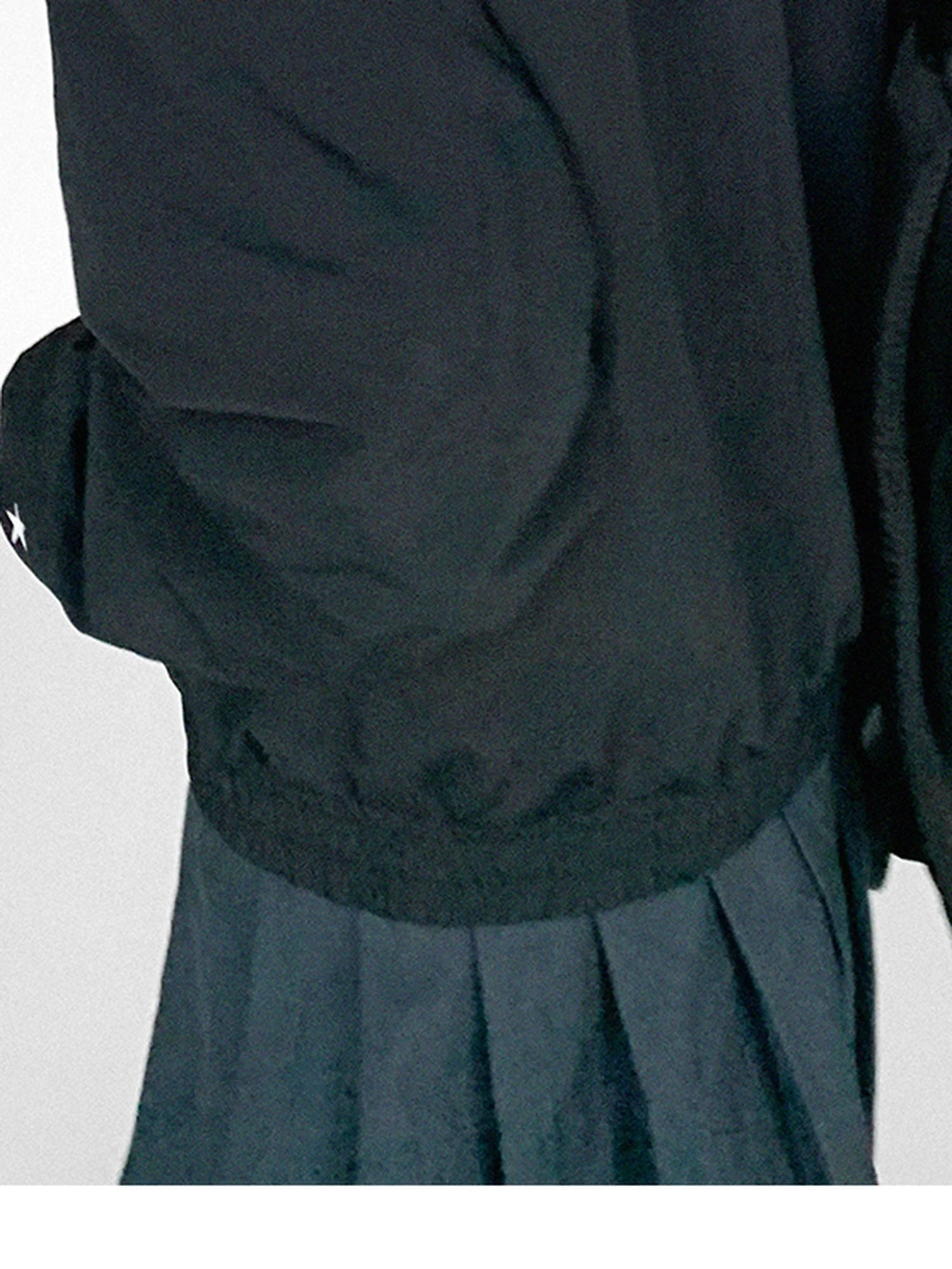 Navy Collar Contrast Cotton Coat Embroidery Detailing