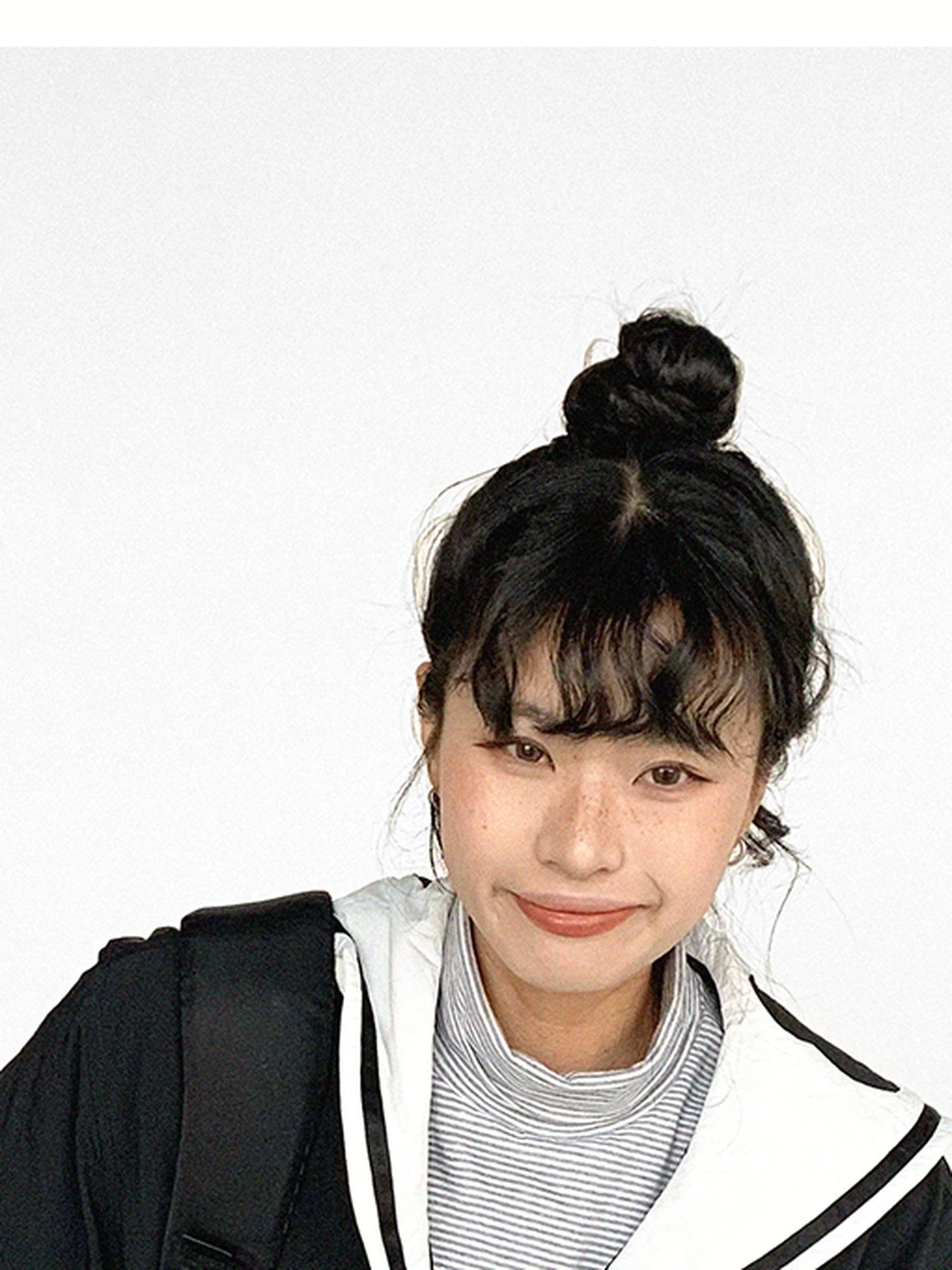 Navy Collar Contrast Cotton Coat Embroidery Detailing