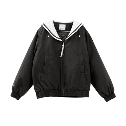 innomoood_Navy_Collar_Contrast_Cotton_Coat_Embroidery_Detailing_MISSTT