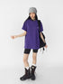 Oversized Purple Cotton Tee With Minimalist Logo