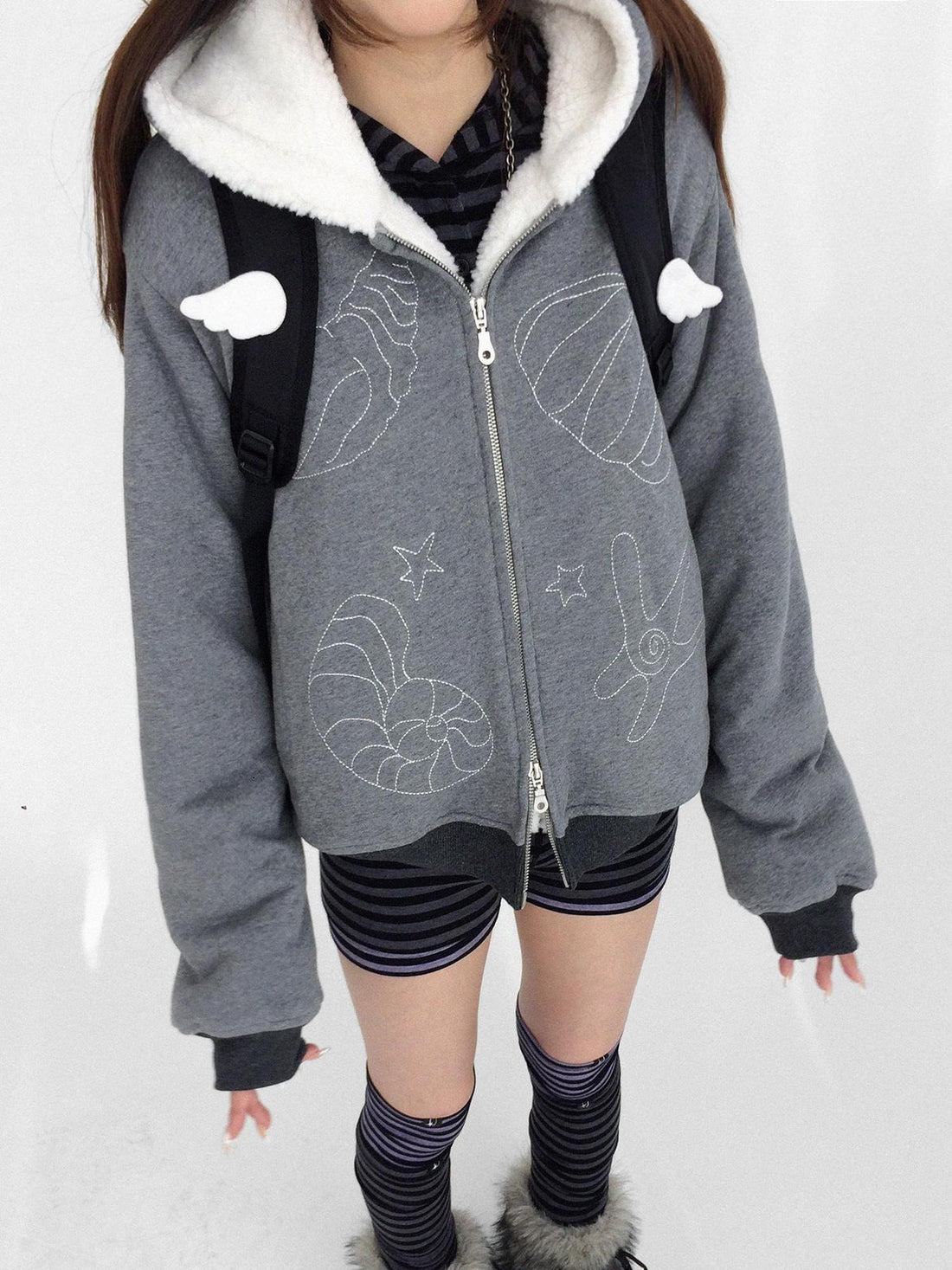 innomoood Oversized Zip Up Streetwear Hooded Long Sleeve Solid Women Hoodies