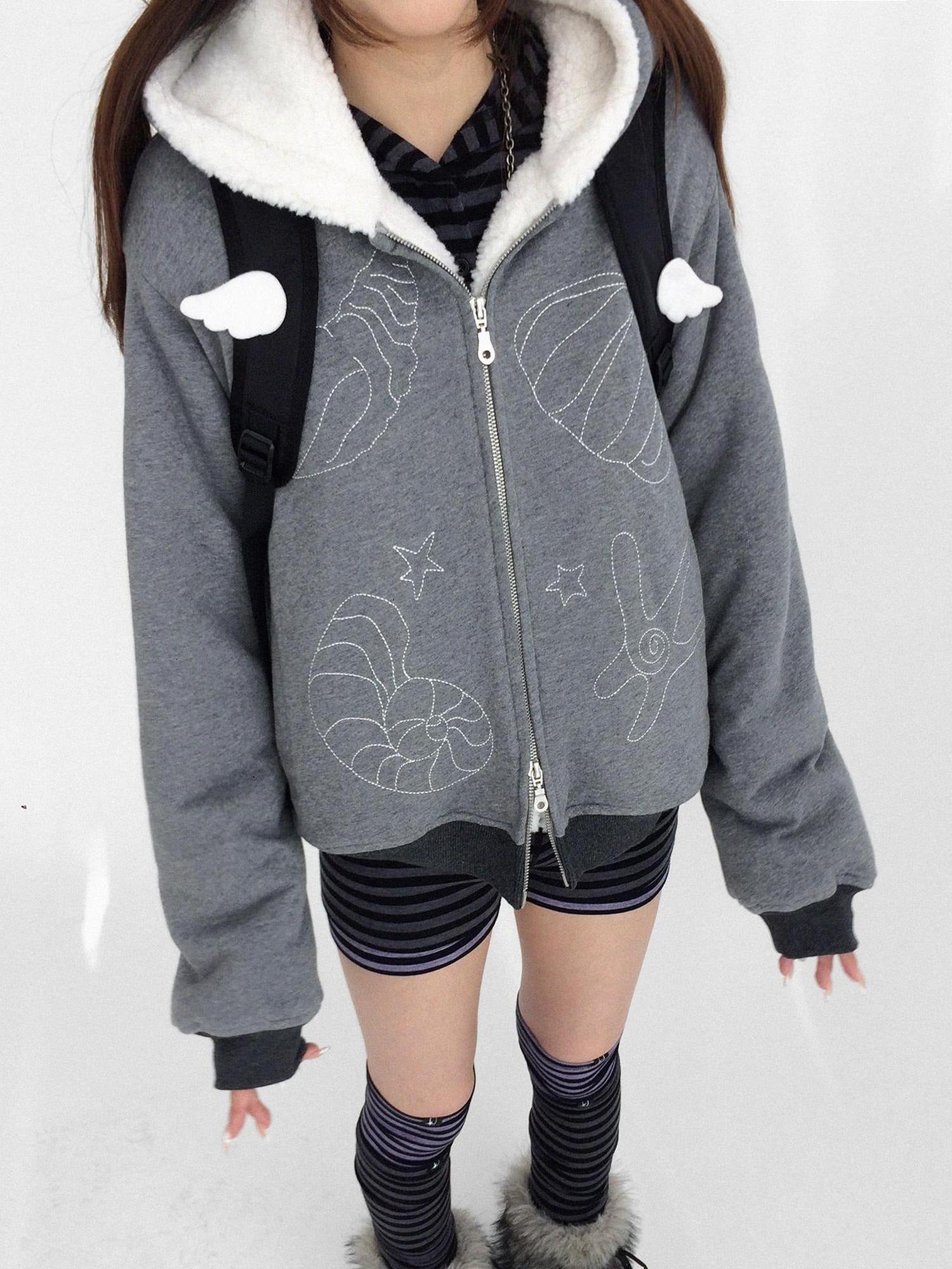 innomoood Oversized Zip Up Streetwear Hooded Long Sleeve Solid Women Hoodies