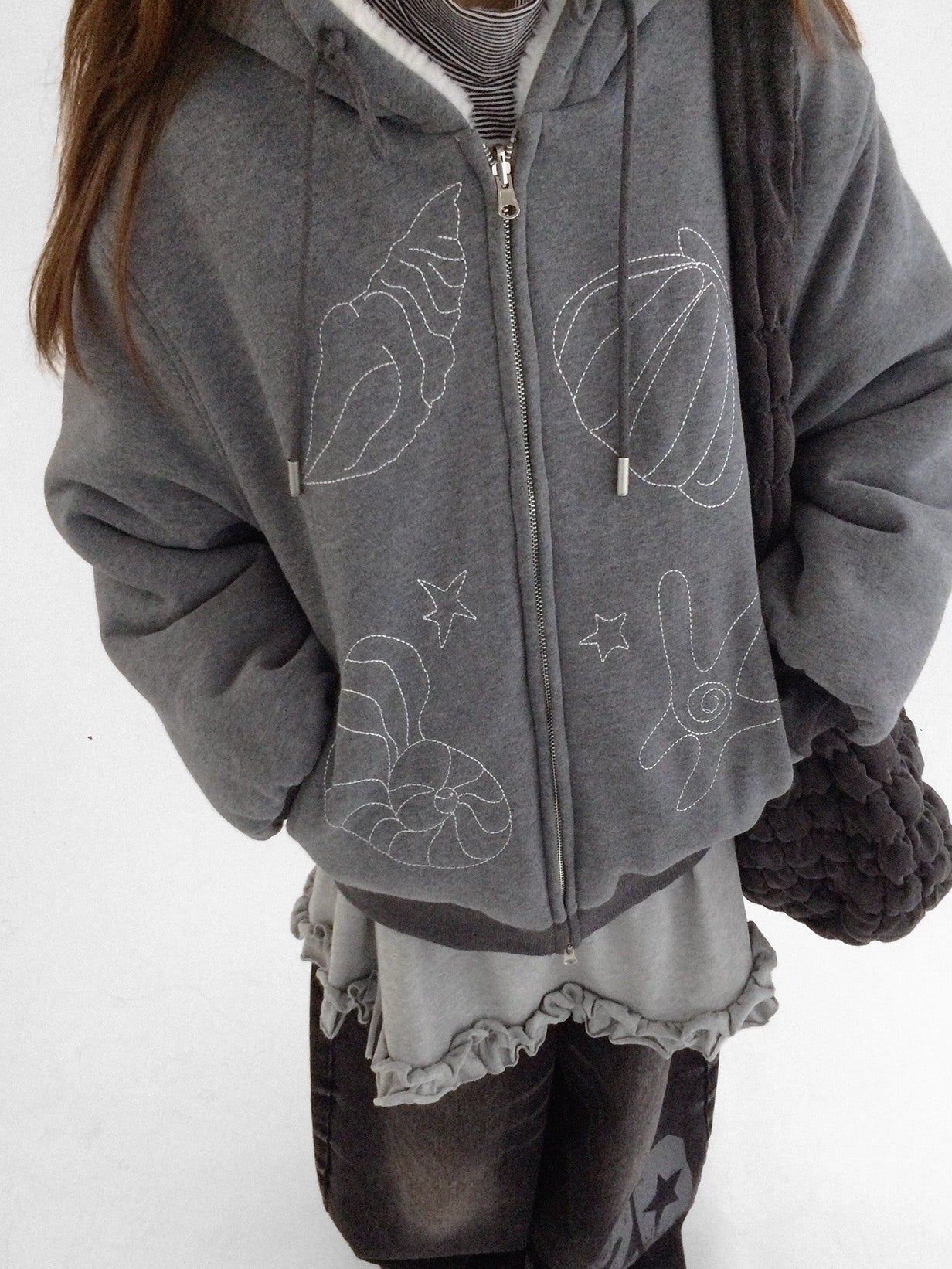 innomoood Oversized Zip Up Streetwear Hooded Long Sleeve Solid Women Hoodies