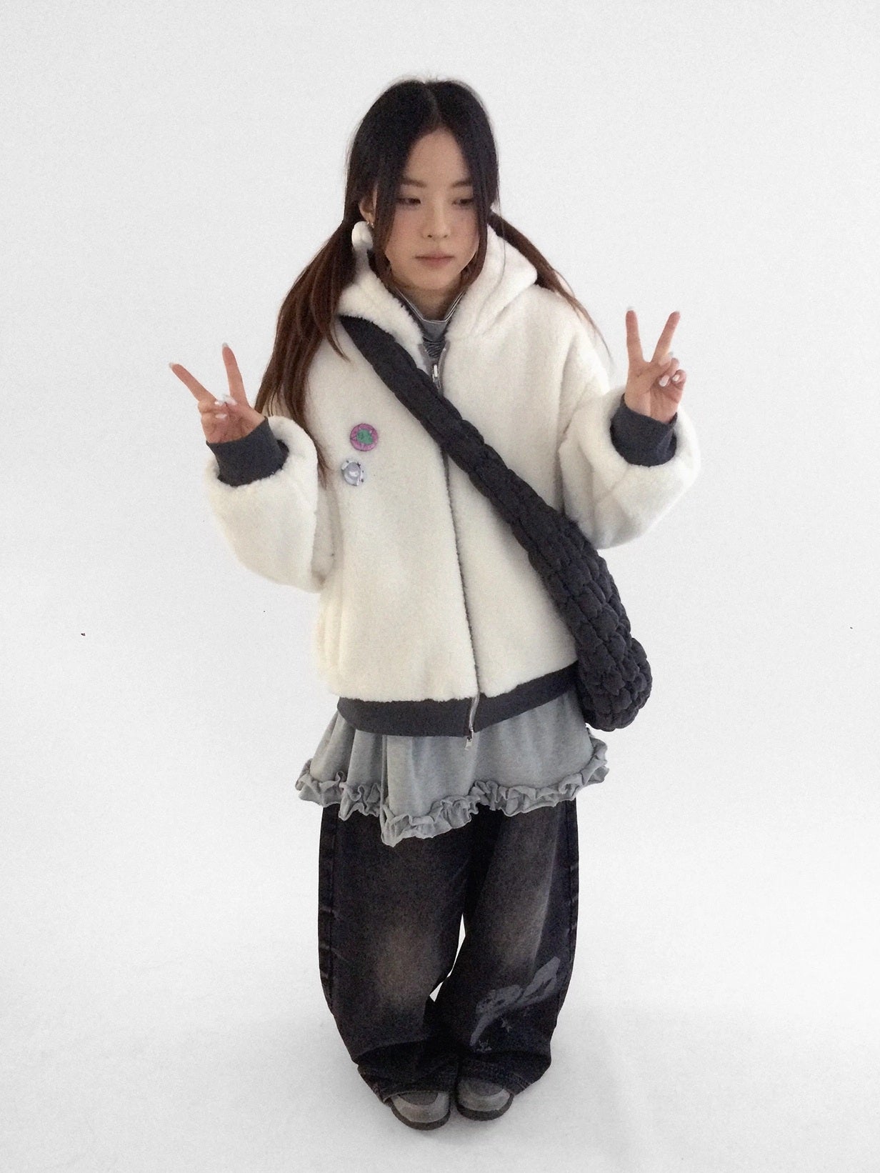 innomoood Oversized Zip Up Streetwear Hooded Long Sleeve Solid Women Hoodies