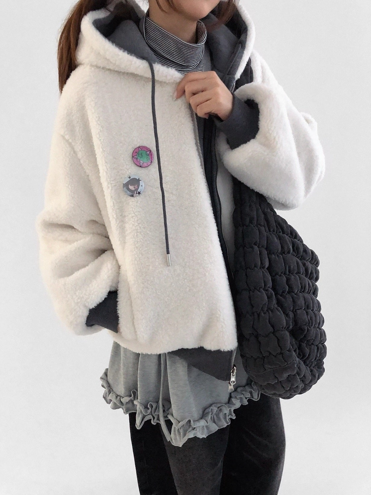 innomoood Oversized Zip Up Streetwear Hooded Long Sleeve Solid Women Hoodies