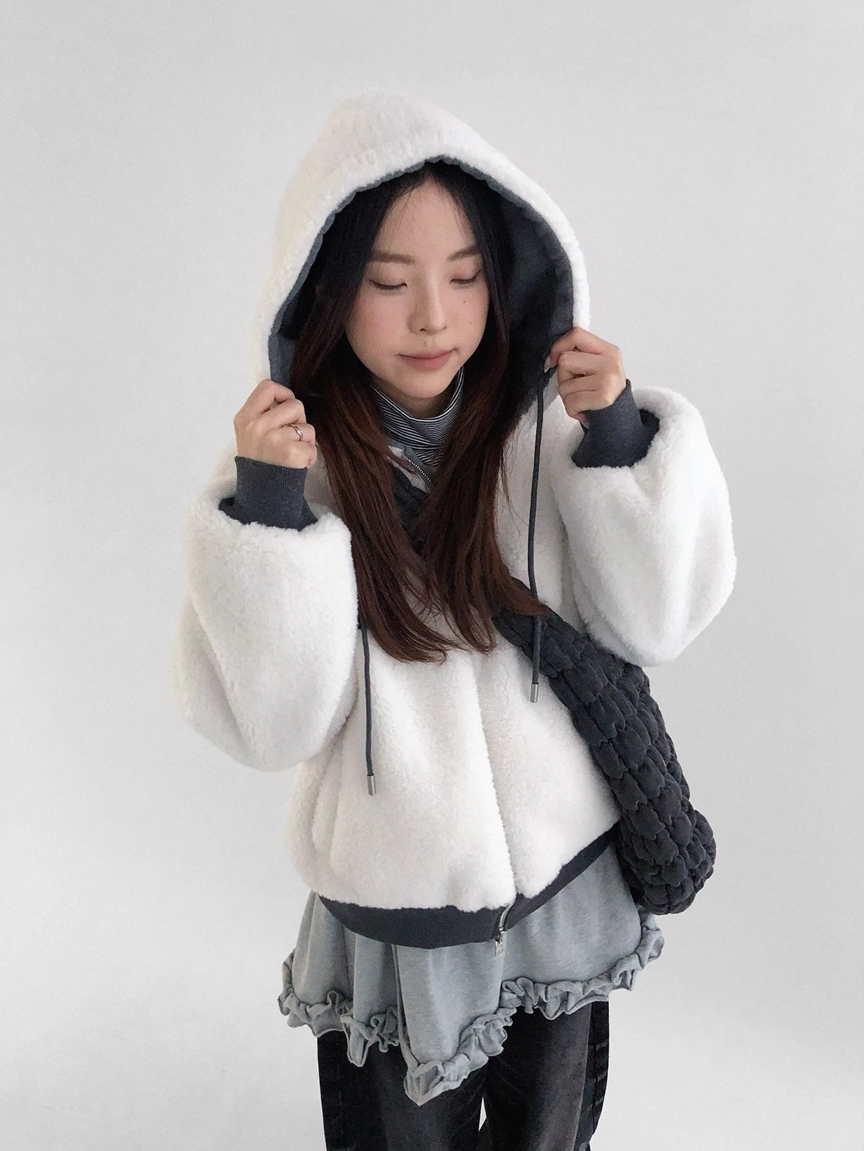 innomoood Oversized Zip Up Streetwear Hooded Long Sleeve Solid Women Hoodies