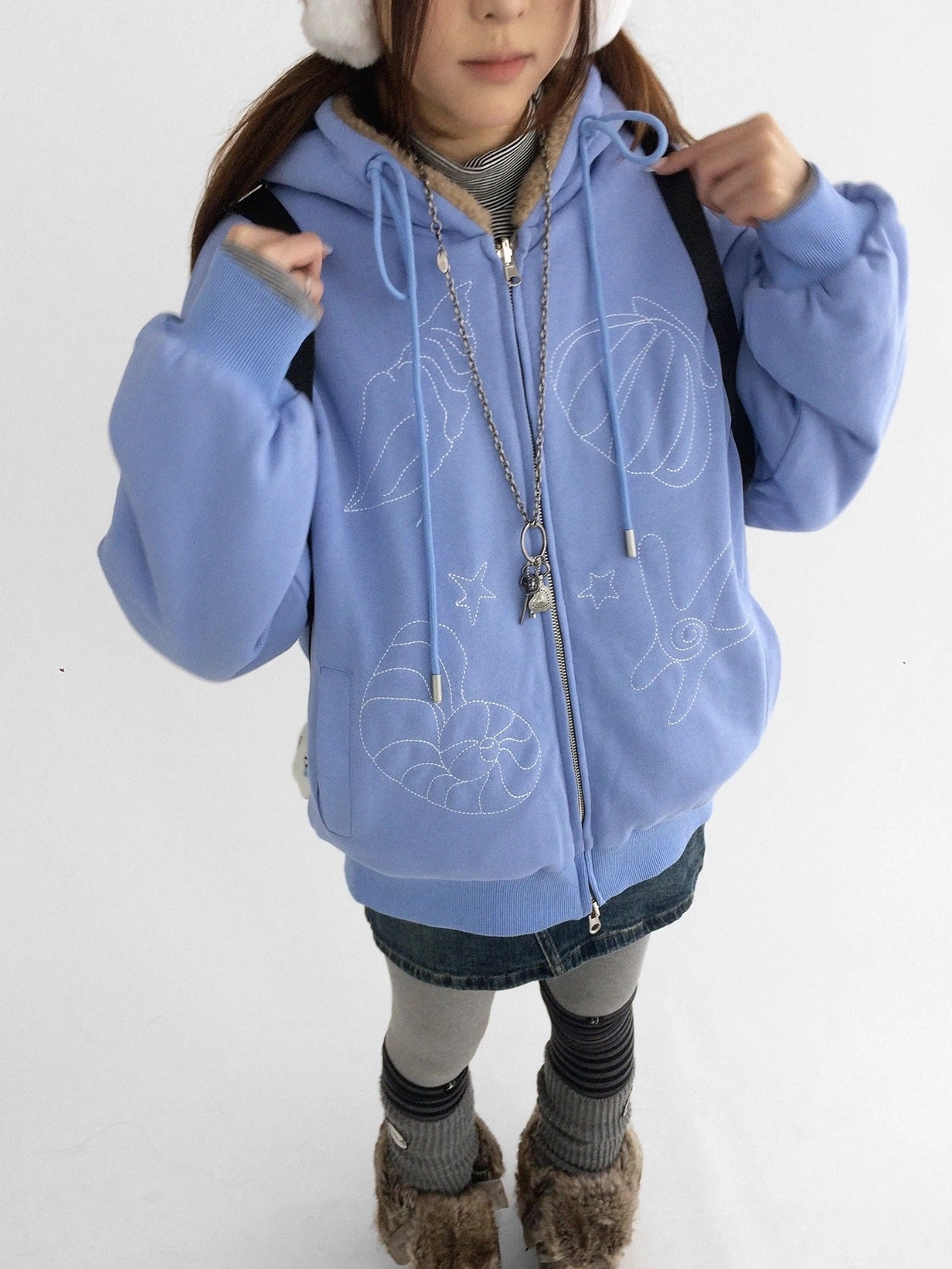 innomoood Oversized Zip Up Streetwear Hooded Long Sleeve Solid Women Hoodies