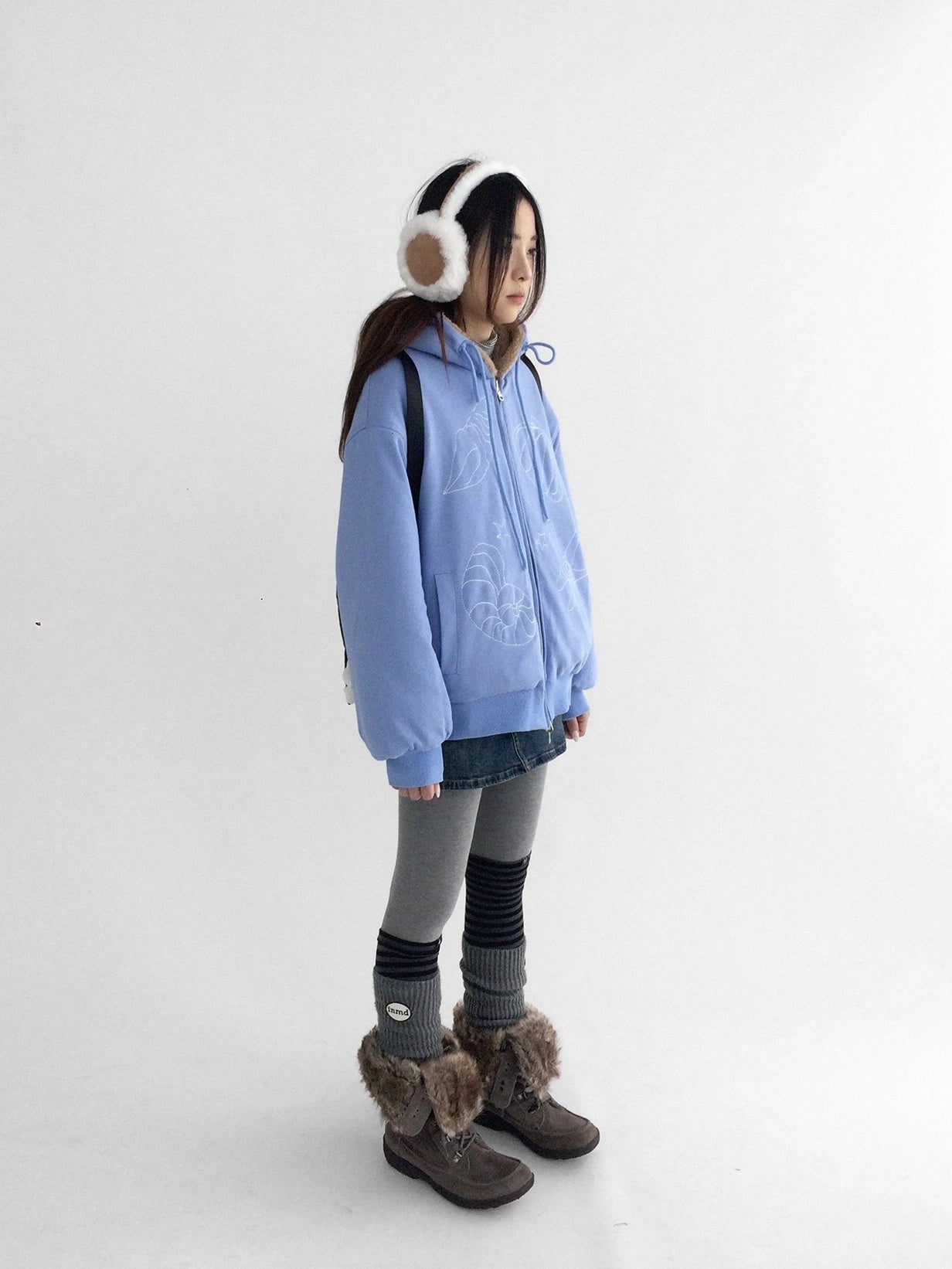 innomoood Oversized Zip Up Streetwear Hooded Long Sleeve Solid Women Hoodies