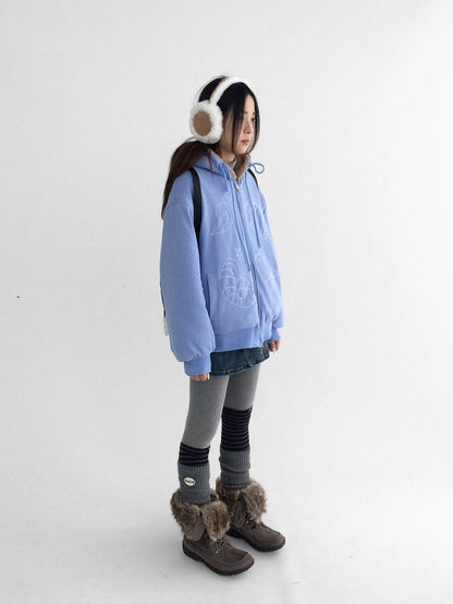 innomoood Oversized Zip Up Streetwear Hooded Long Sleeve Solid Women Hoodies