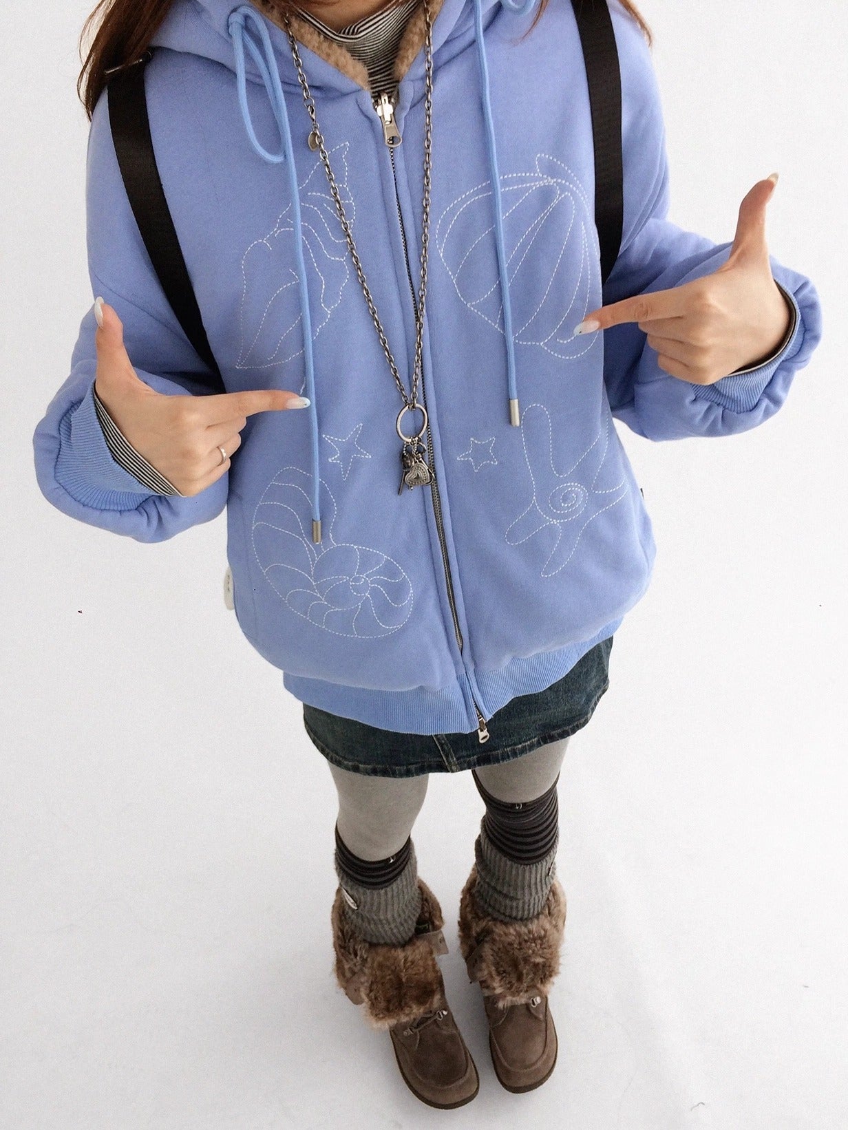 innomoood Oversized Zip Up Streetwear Hooded Long Sleeve Solid Women Hoodies