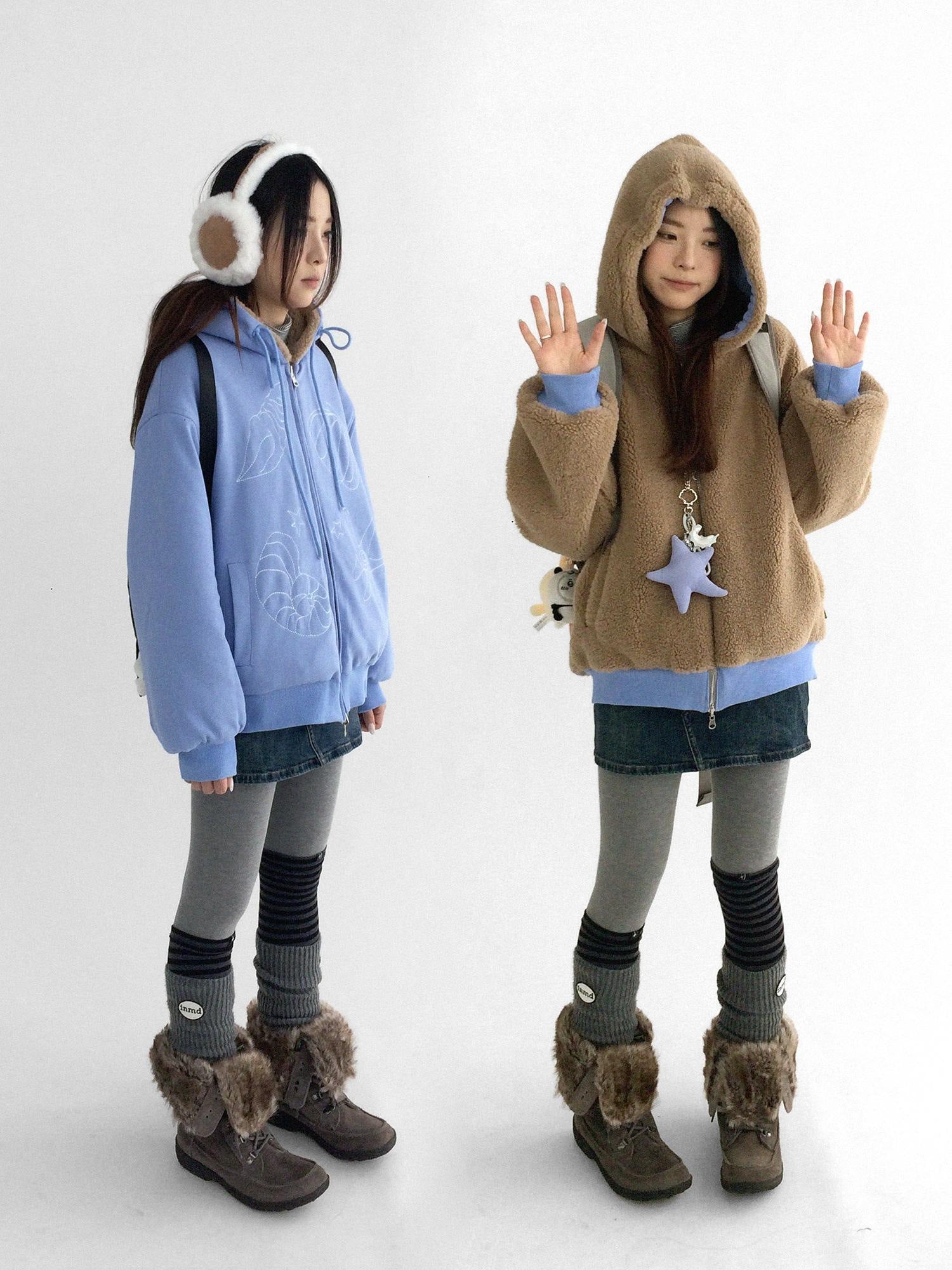 innomoood Oversized Zip Up Streetwear Hooded Long Sleeve Solid Women Hoodies