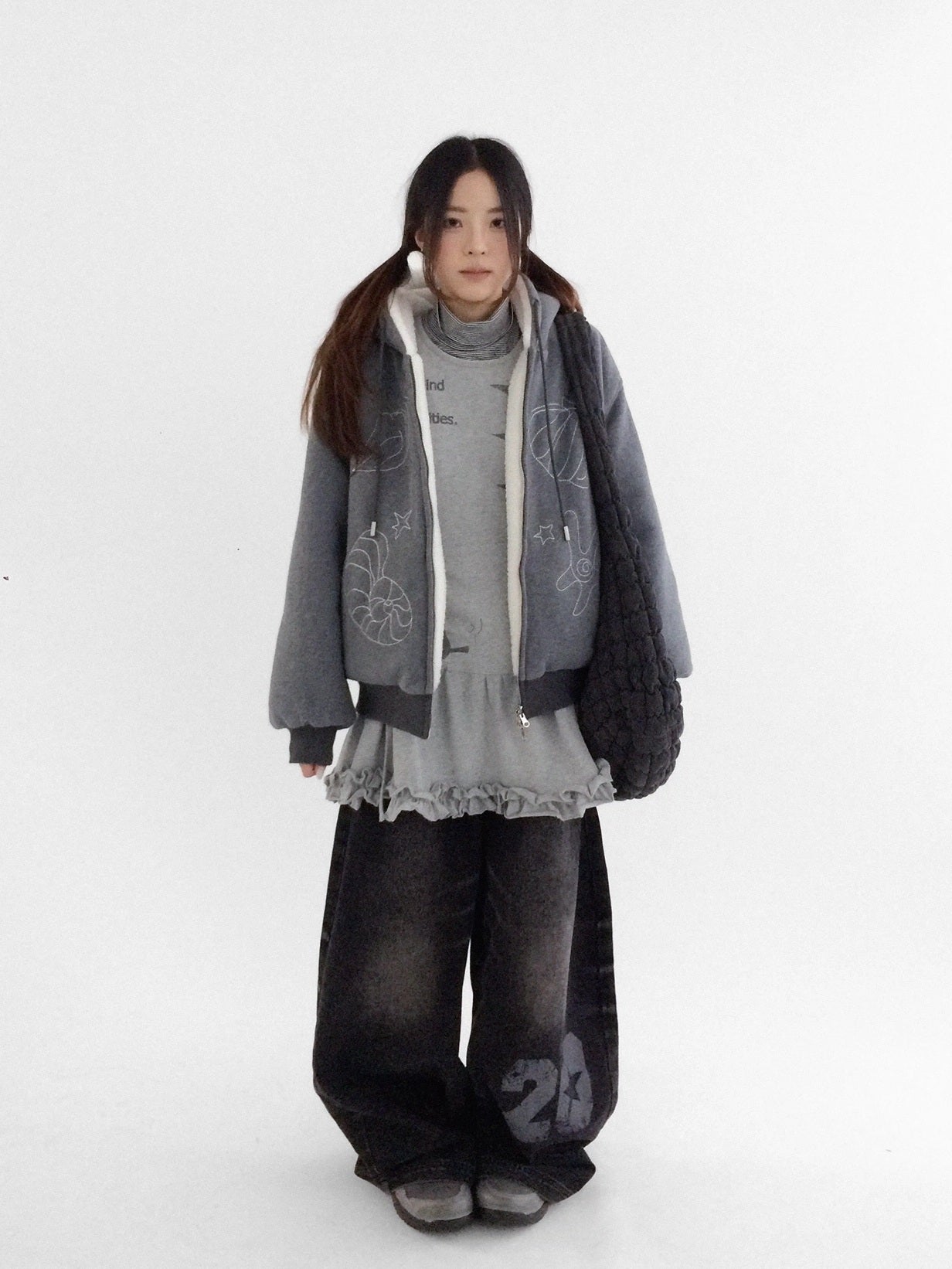 innomoood Oversized Zip Up Streetwear Hooded Long Sleeve Solid Women Hoodies