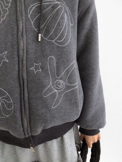 innomoood Oversized Zip Up Streetwear Hooded Long Sleeve Solid Women Hoodies