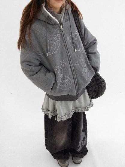 innomoood Oversized Zip Up Streetwear Hooded Long Sleeve Solid Women Hoodies