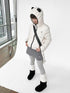 innomoood Panda Ear Rib Cotton Hooded Short Jacket
