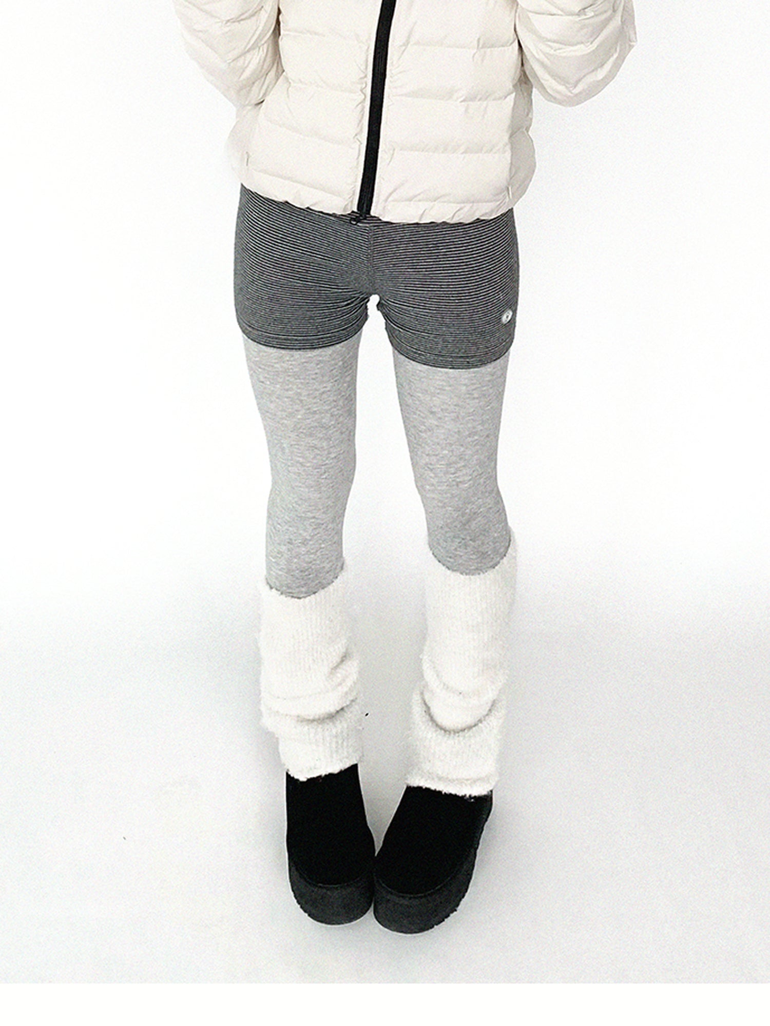 innomoood Panda Ear Rib Cotton Hooded Short Jacket