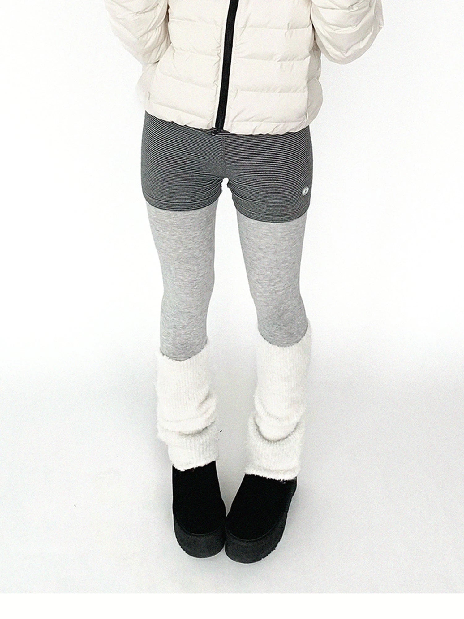 Panda Ear Rib Cotton Hooded Short Jacket