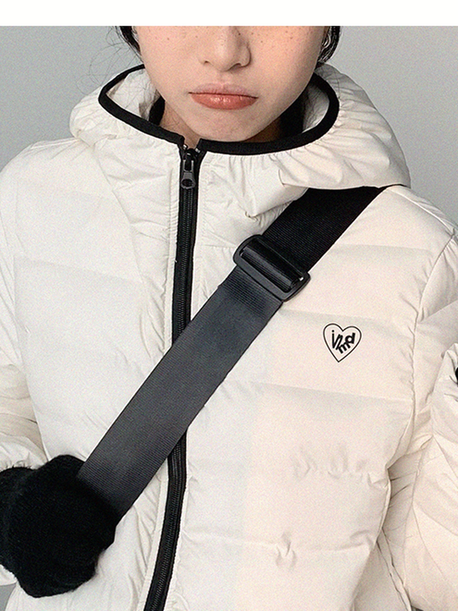 innomoood Panda Ear Rib Cotton Hooded Short Jacket