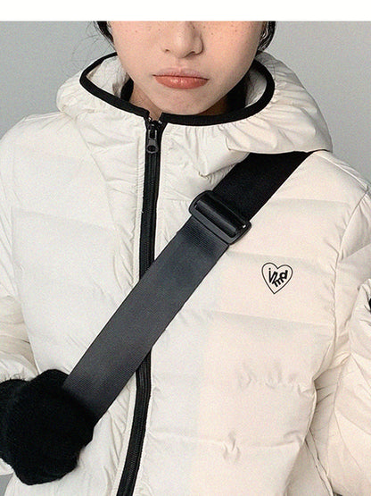 innomoood Panda Ear Rib Cotton Hooded Short Jacket
