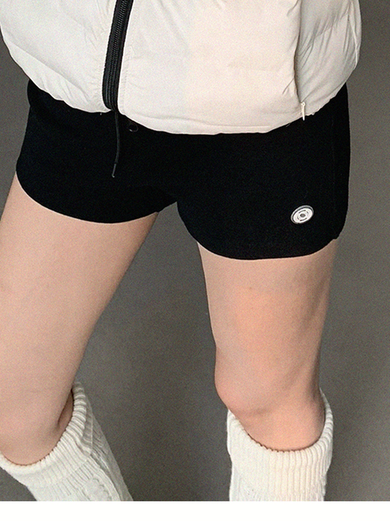 innomoood Panda Ear Rib Cotton Hooded Short Jacket