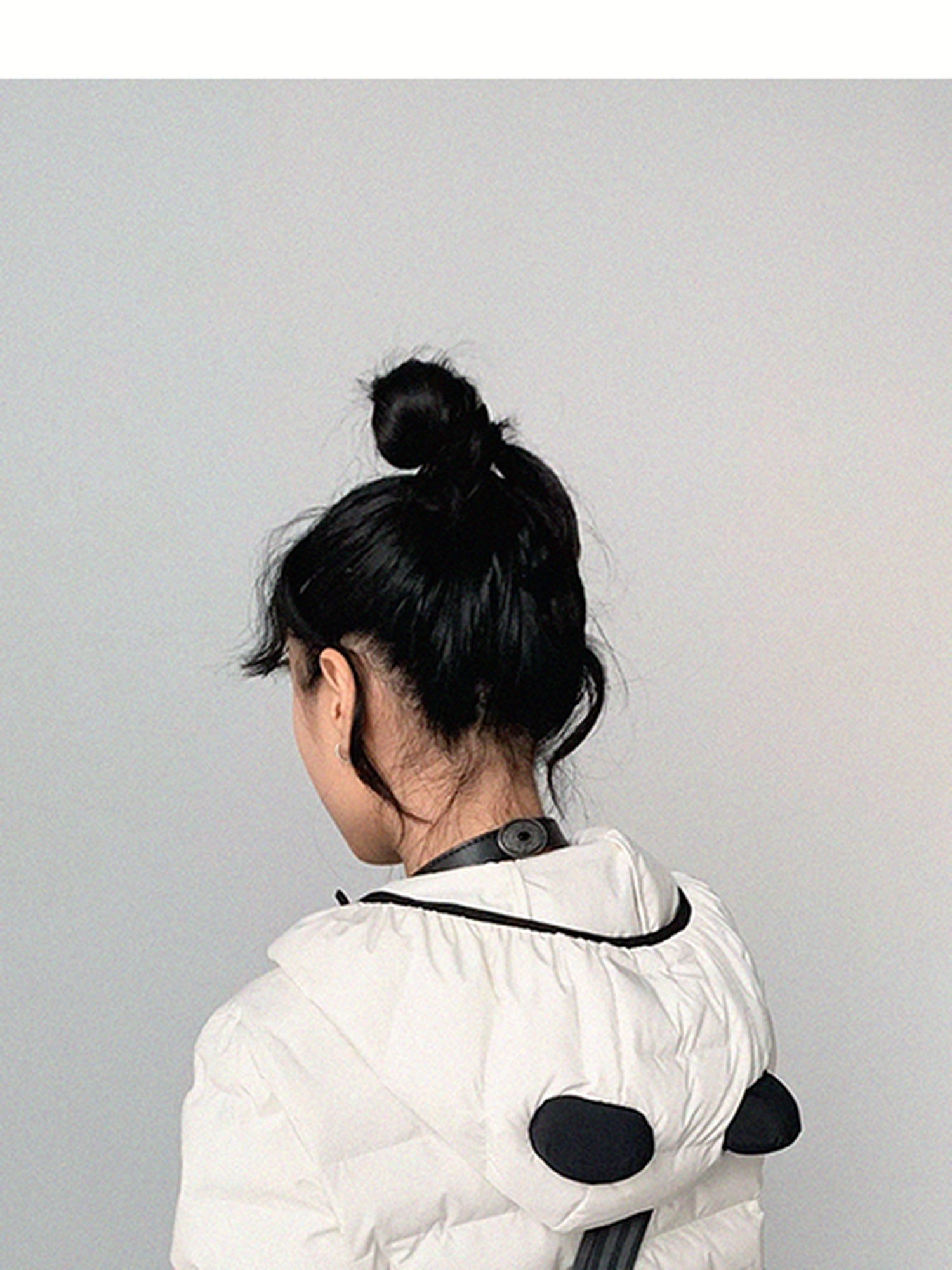 innomoood Panda Ear Rib Cotton Hooded Short Jacket