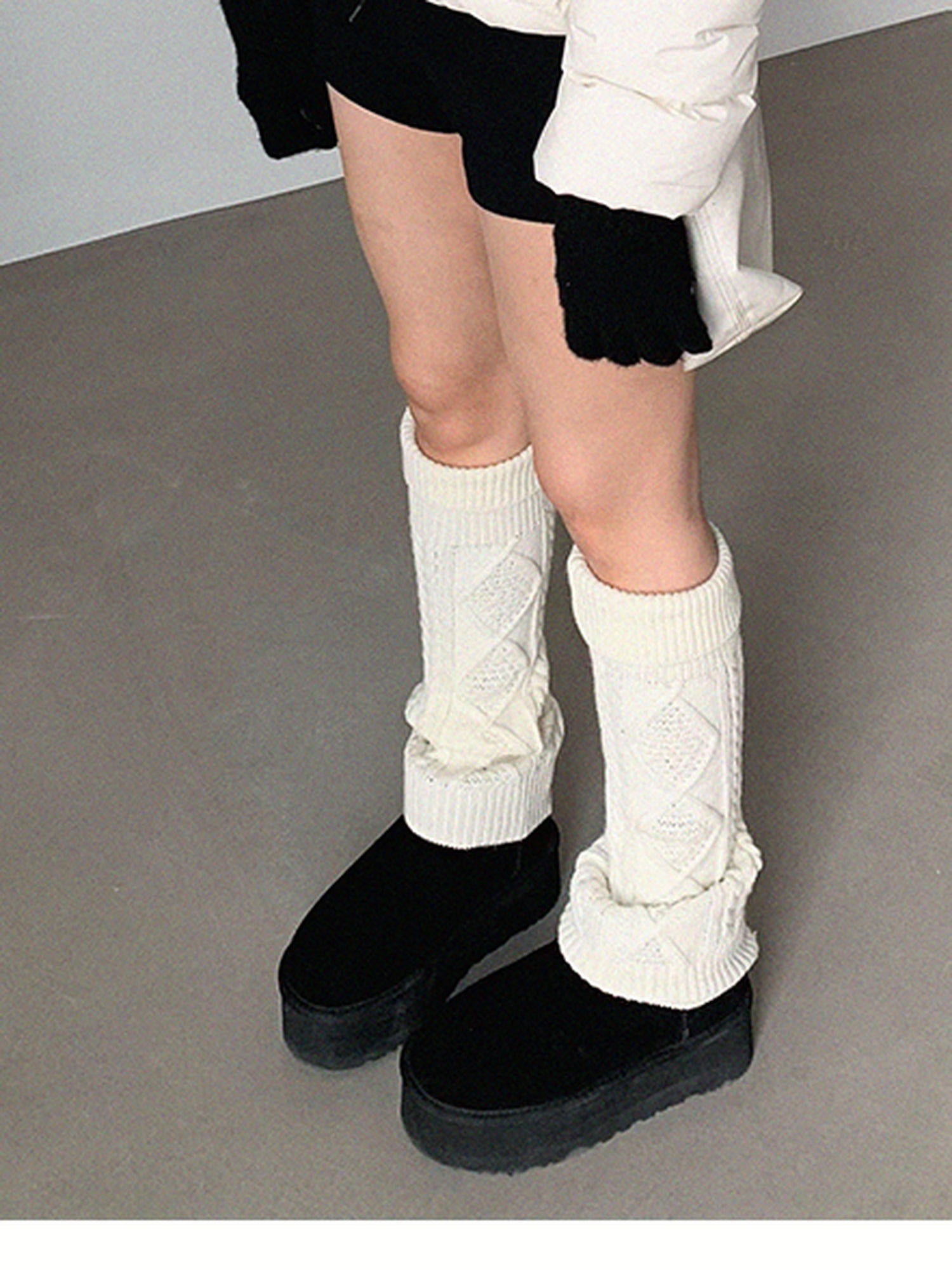 innomoood Panda Ear Rib Cotton Hooded Short Jacket