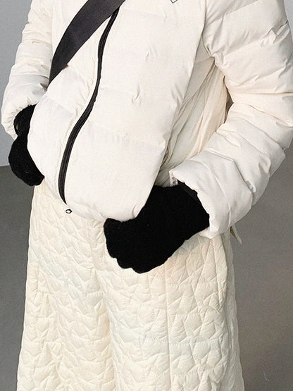 innomoood Panda Ear Rib Cotton Hooded Short Jacket