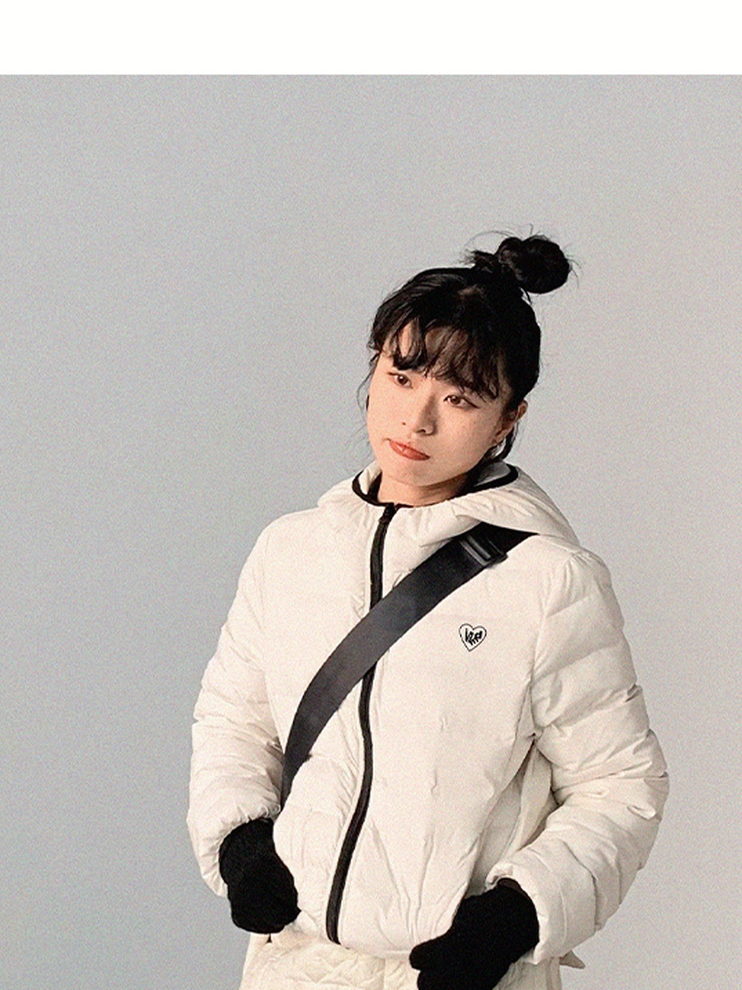 innomoood Panda Ear Rib Cotton Hooded Short Jacket