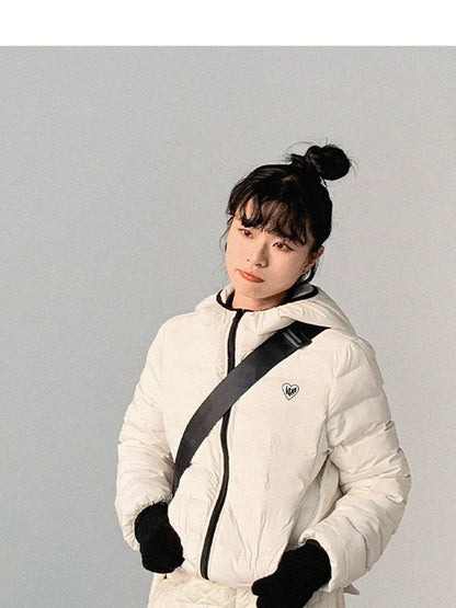 Panda Ear Rib Cotton Hooded Short Jacket