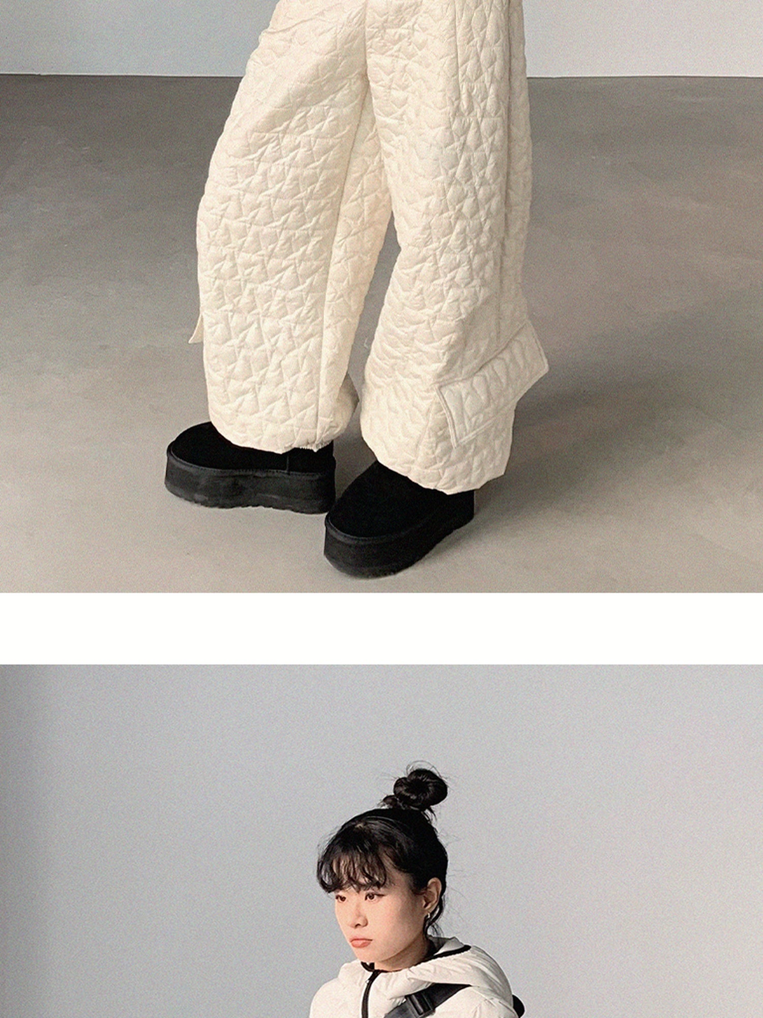 innomoood Panda Ear Rib Cotton Hooded Short Jacket
