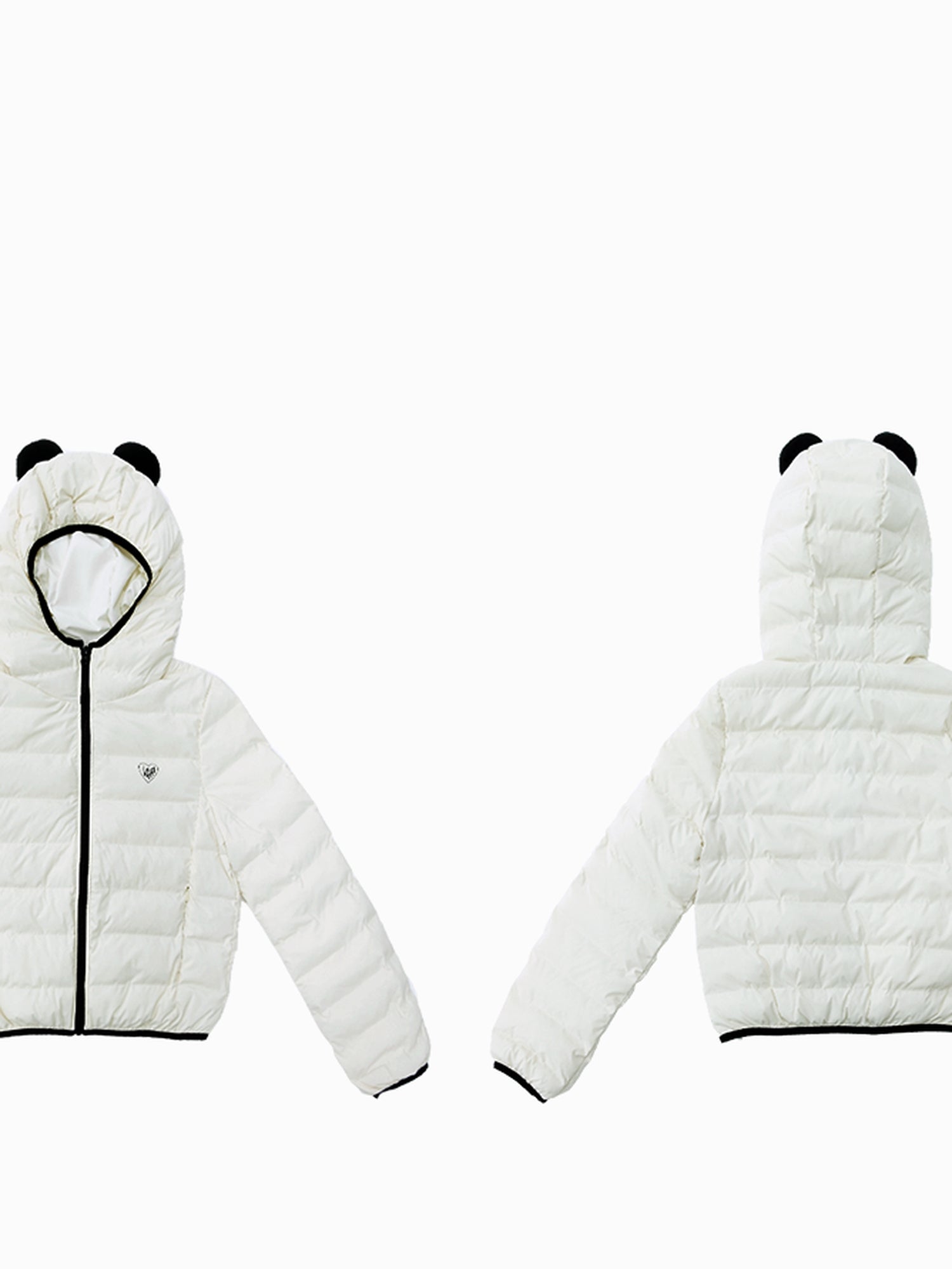 innomoood Panda Ear Rib Cotton Hooded Short Jacket