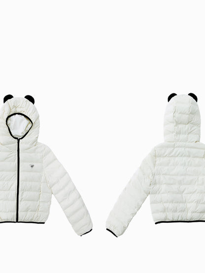 innomoood Panda Ear Rib Cotton Hooded Short Jacket