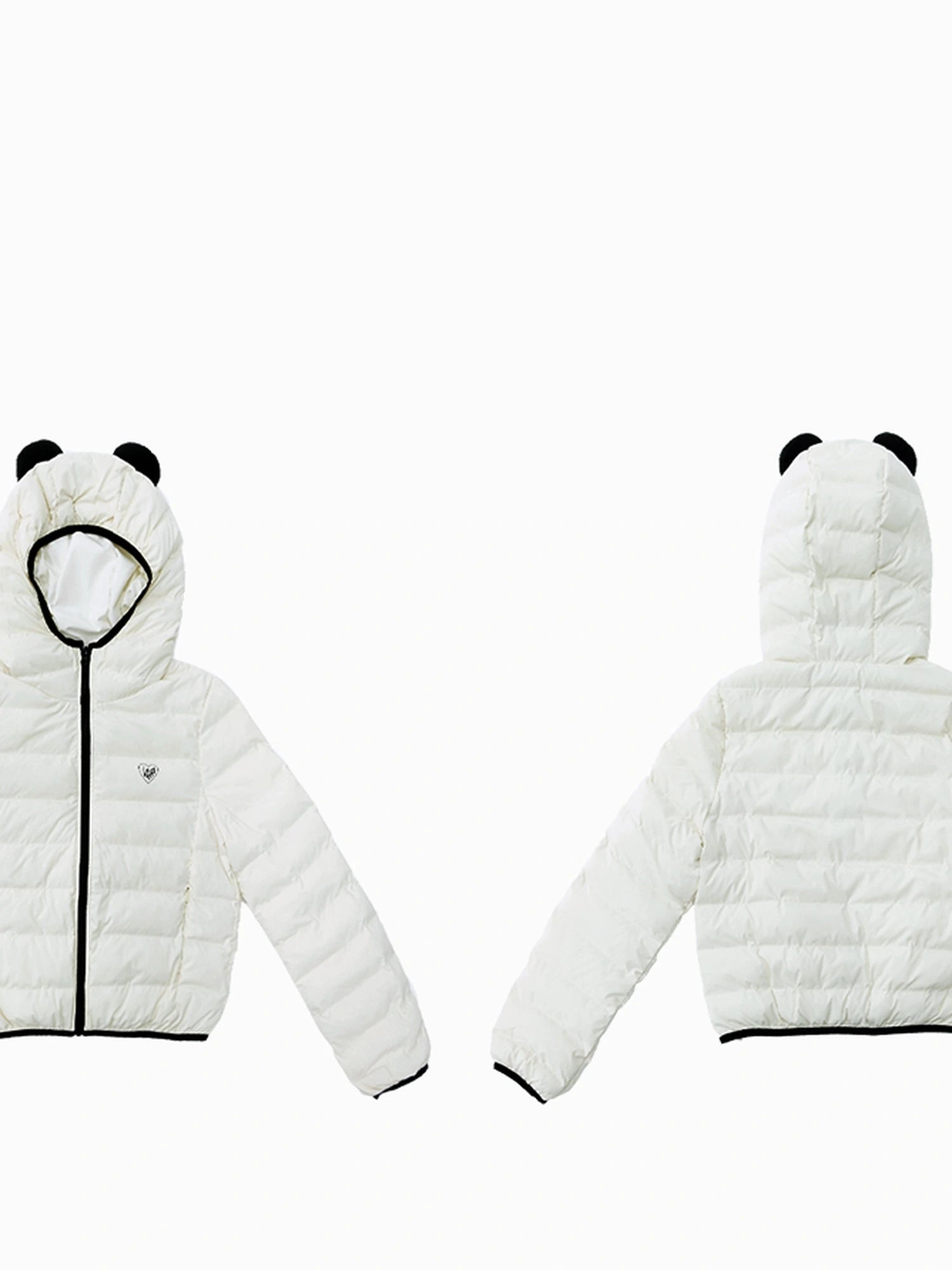 Panda Ear Rib Cotton Hooded Short Jacket