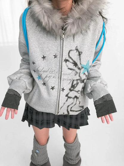 Pixel Drummer Bunny Fleece Hoodie Long-Sleeve