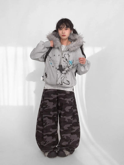 Pixel Drummer Bunny Fleece Hoodie Long-Sleeve