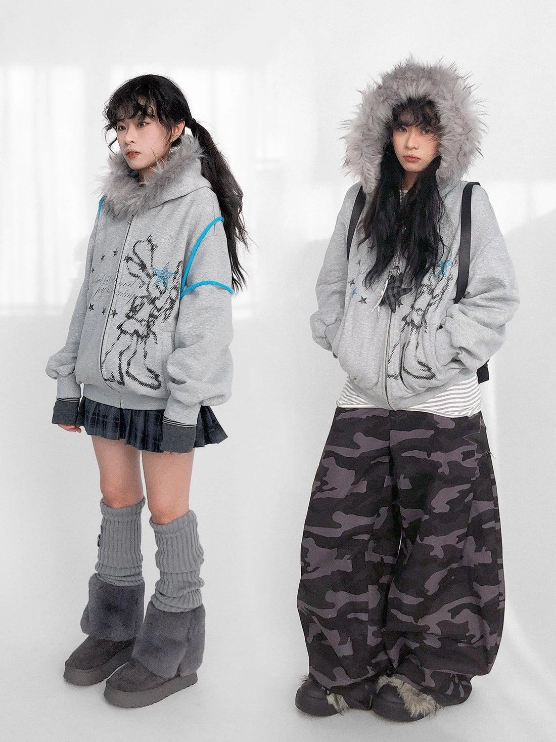 Pixel Drummer Bunny Fleece Hoodie Long-Sleeve