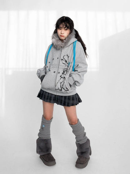 Pixel Drummer Bunny Fleece Hoodie Long-Sleeve