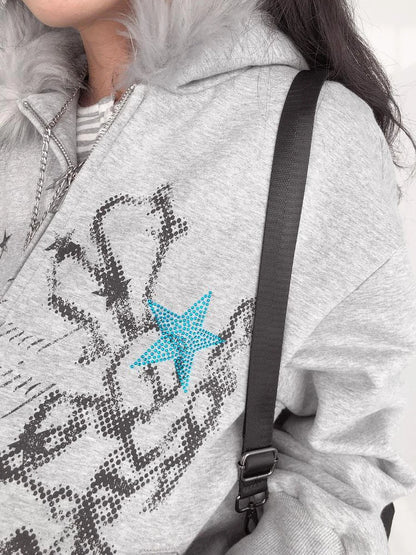 Pixel Drummer Bunny Fleece Hoodie Long-Sleeve