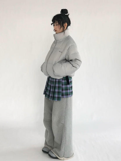 innomoood Plaid Wrap Skirt with Velvet Belt